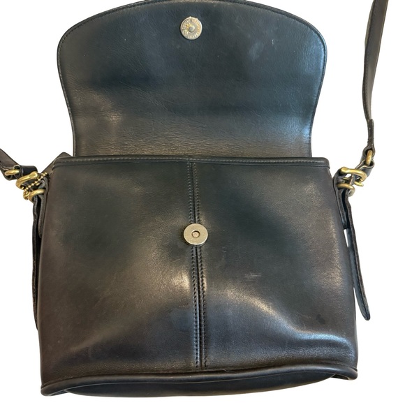 Vintage Coach Loden Leather Equestrian Large Flap Bag in Dark Brown - Style 9807 - Picture 9 of 15